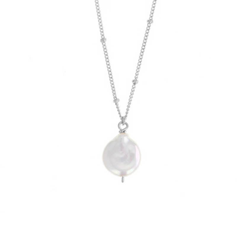 Trinket Stone Necklaces: 16 inches / Coin Pearl / Sterling Silver