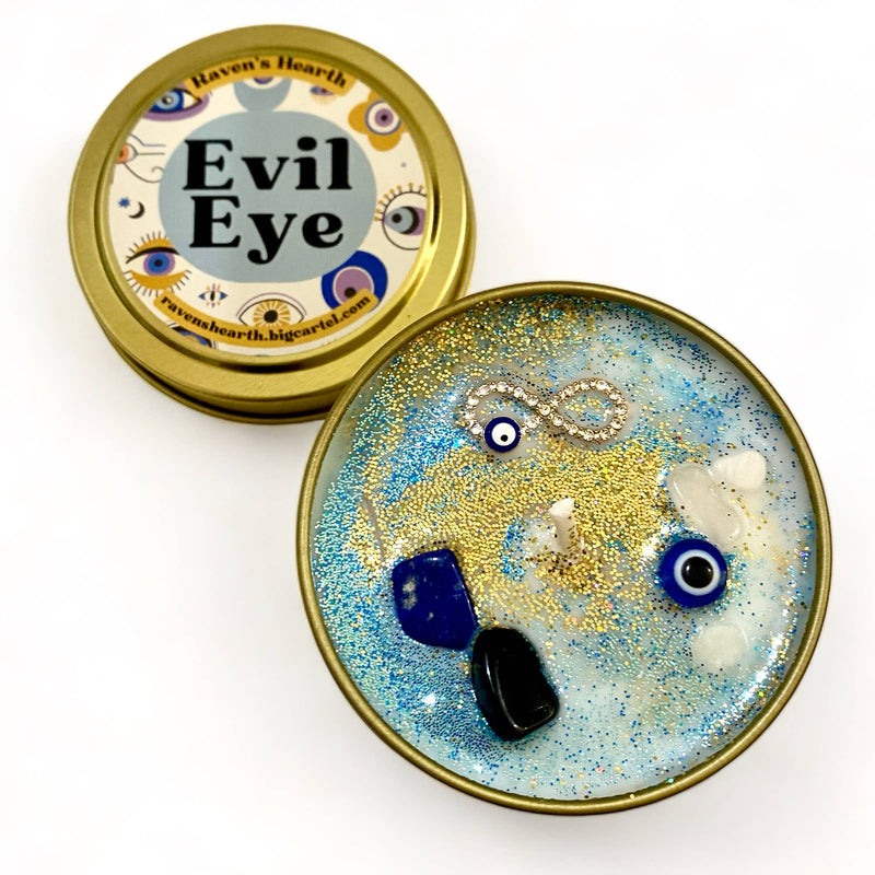 Evil Eye Tin Candle
Spruce & Lavender Scent
4 oz 
Soy/Vegan