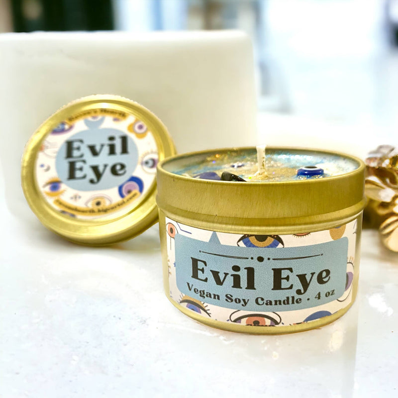 Evil Eye Tin Candle
Spruce & Lavender Scent
4 oz 
Soy/Vegan