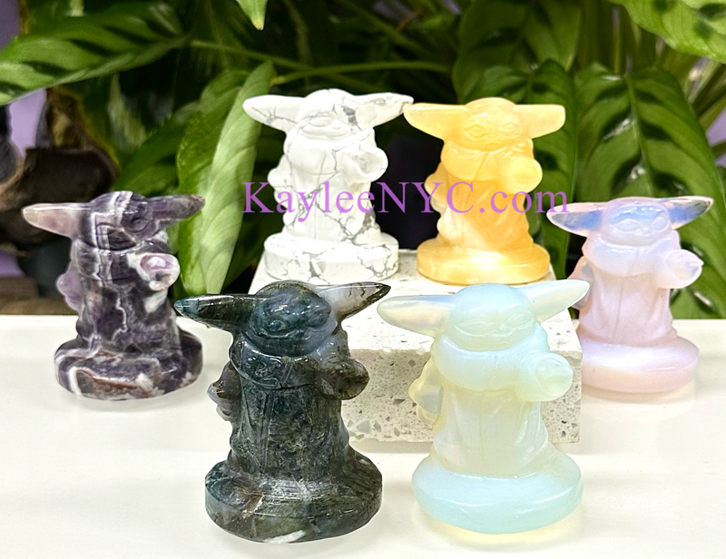 6 PCs Natural 6cm Crystal Yoda Healing Energy