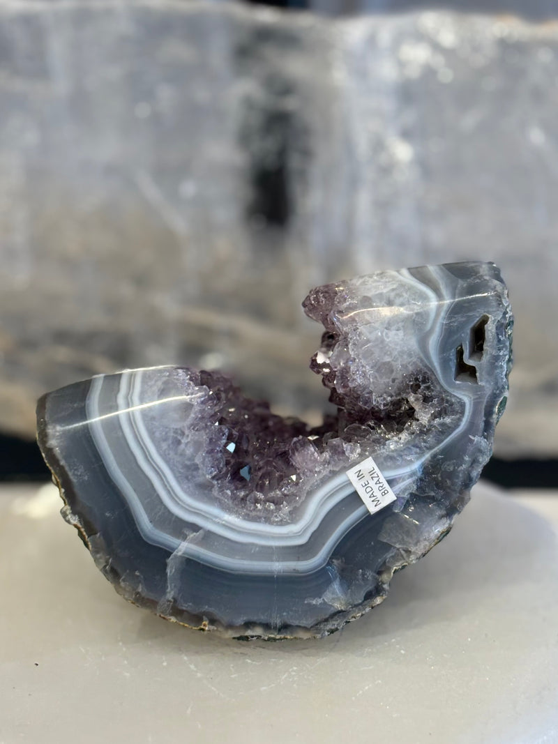 Agate with Amethyst Cluster
