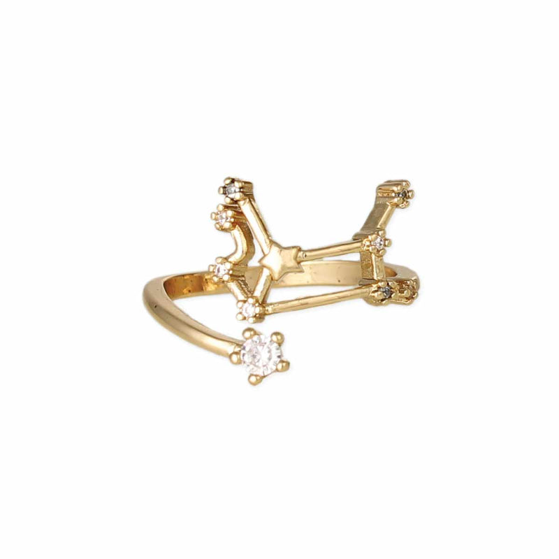 Gold Crystal Virgo Constellation Ring