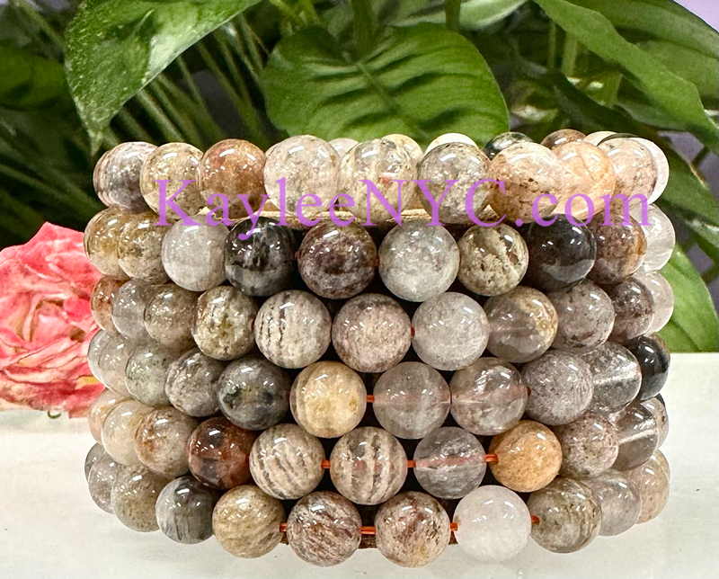 6 Pc Natural Thousand Layer Phantom Quartz Stretch Bracelet