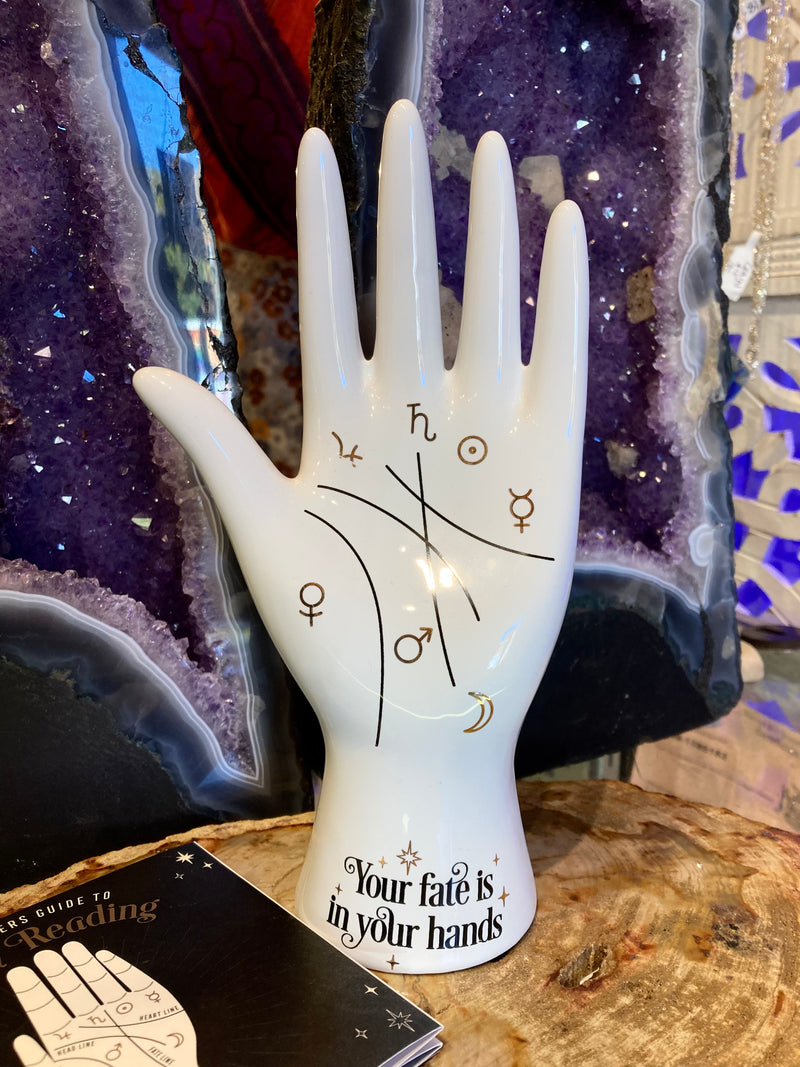 Ceramic Palmistry Hand with Guide