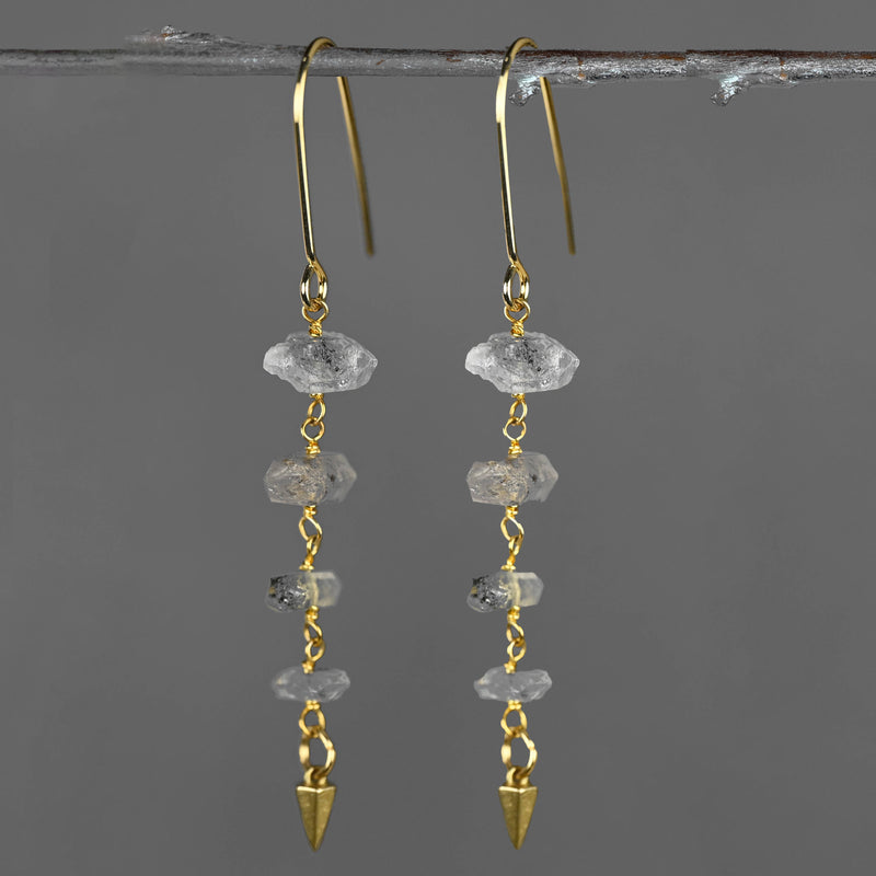 Four Herkimer Diamonds w/ Cast Cone Drop Earrings