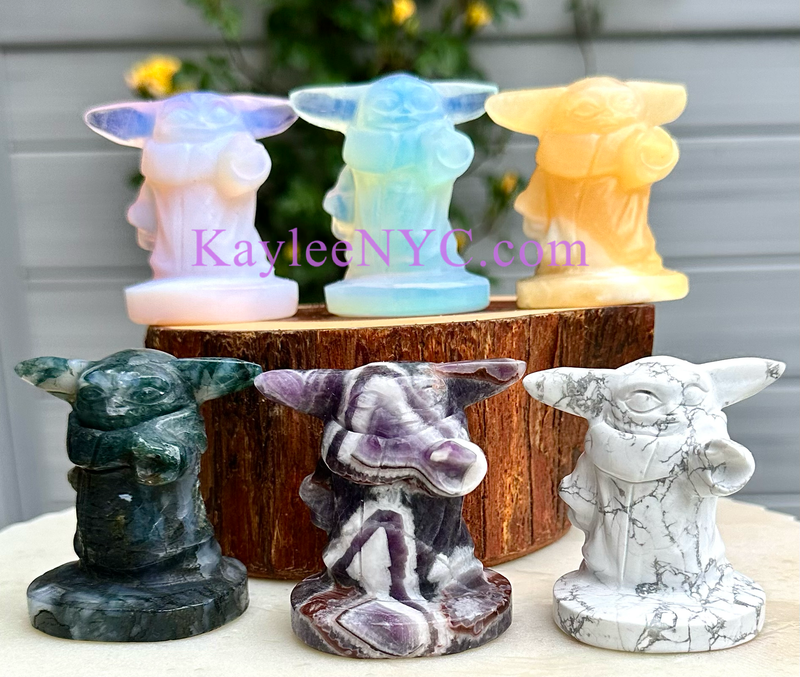 6 PCs Natural 6cm Crystal Yoda Healing Energy