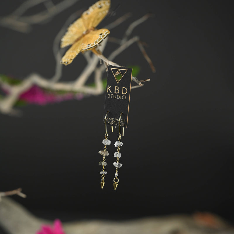 Four Herkimer Diamonds w/ Cast Cone Drop Earrings