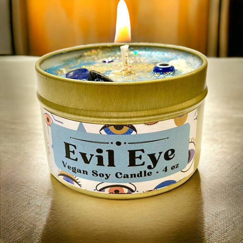 Evil Eye Tin Candle
Spruce & Lavender Scent
4 oz 
Soy/Vegan