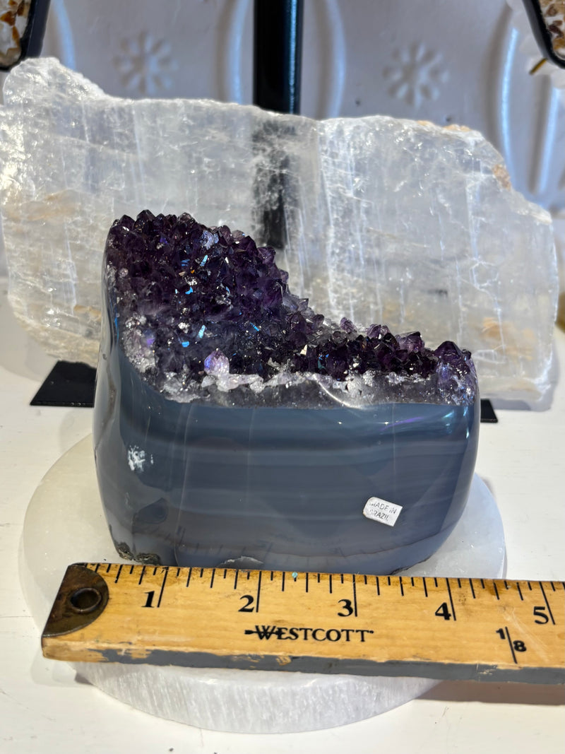 Agate with Amethyst Cluster