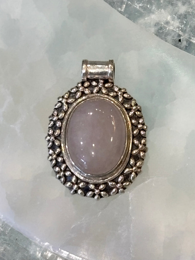 Sterling Silver Sun Rose Quartz Pendant