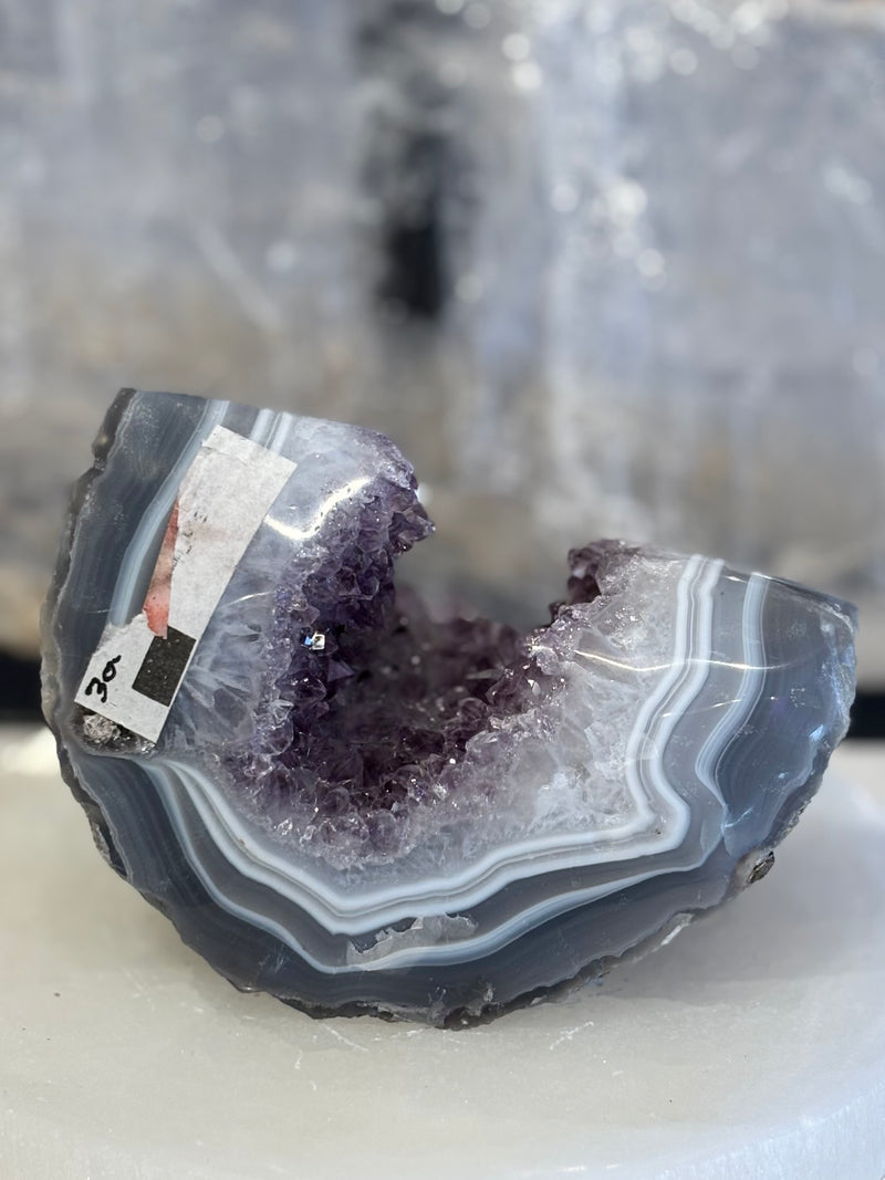 Agate with Amethyst Cluster