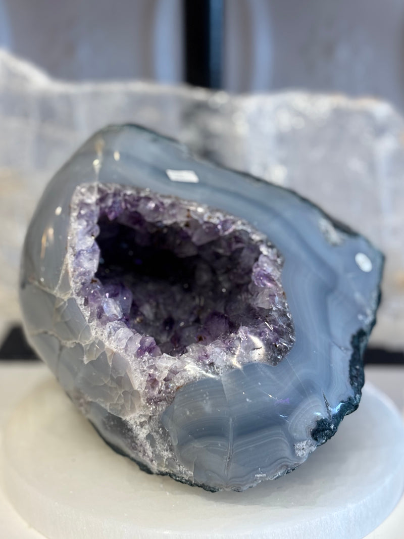 Agate with Amethyst Cluster