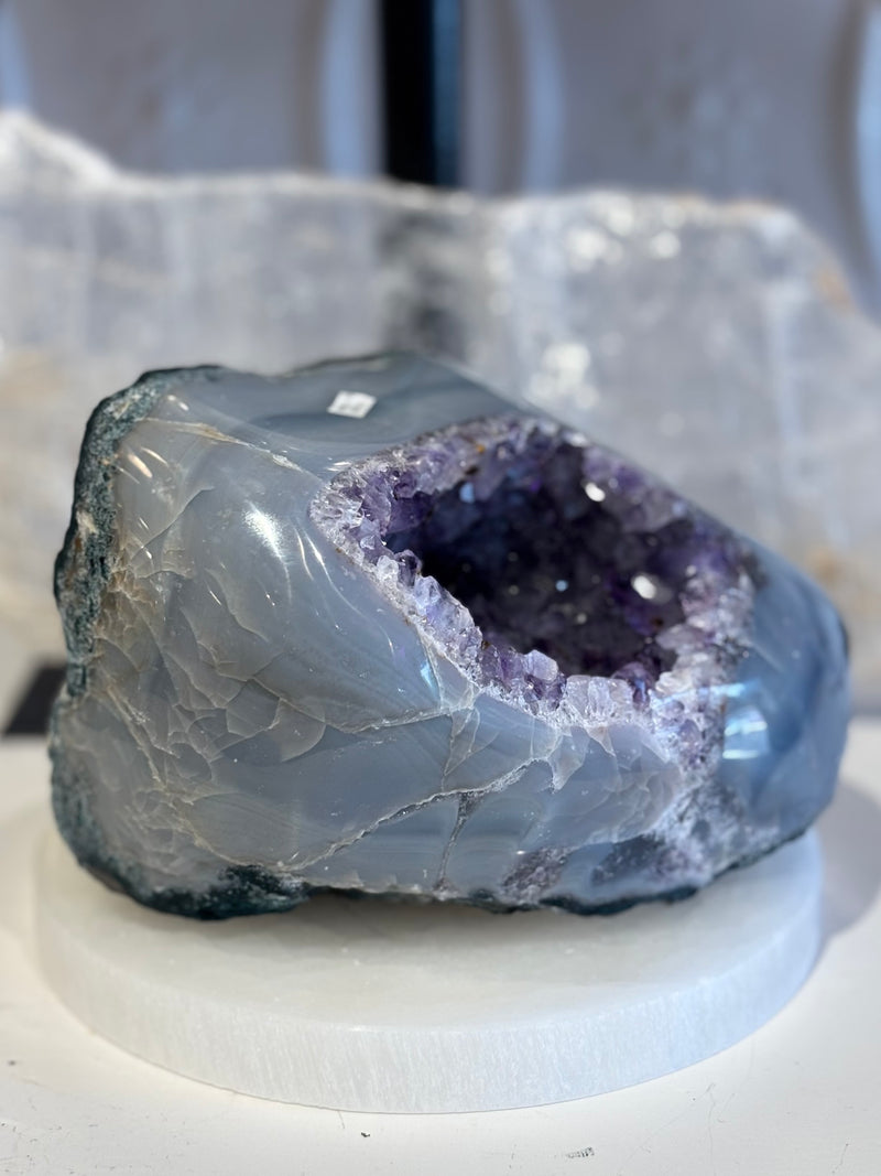 Agate with Amethyst Cluster