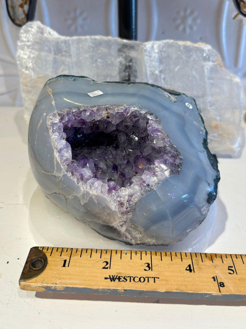 Agate with Amethyst Cluster