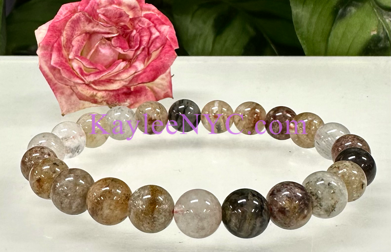 6 Pc Natural Thousand Layer Phantom Quartz Stretch Bracelet