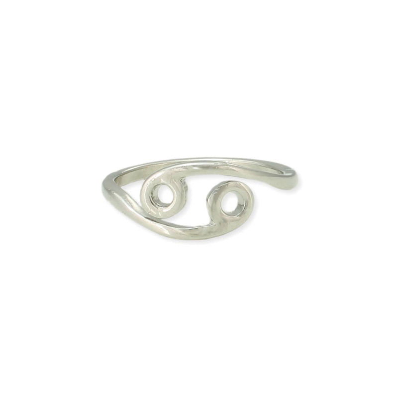 Silver Cancer Symbol Zodiac Ring