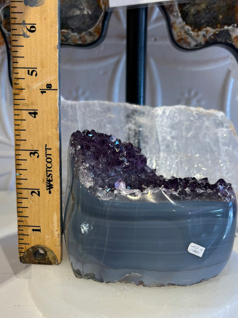 Agate with Amethyst Cluster