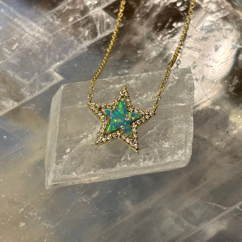 Blue Opal Star Pendant on Gold Vermeil Chain