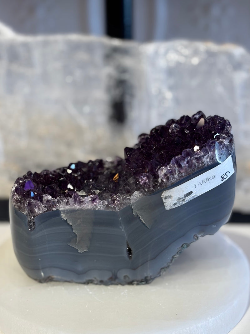 Agate with Amethyst Cluster