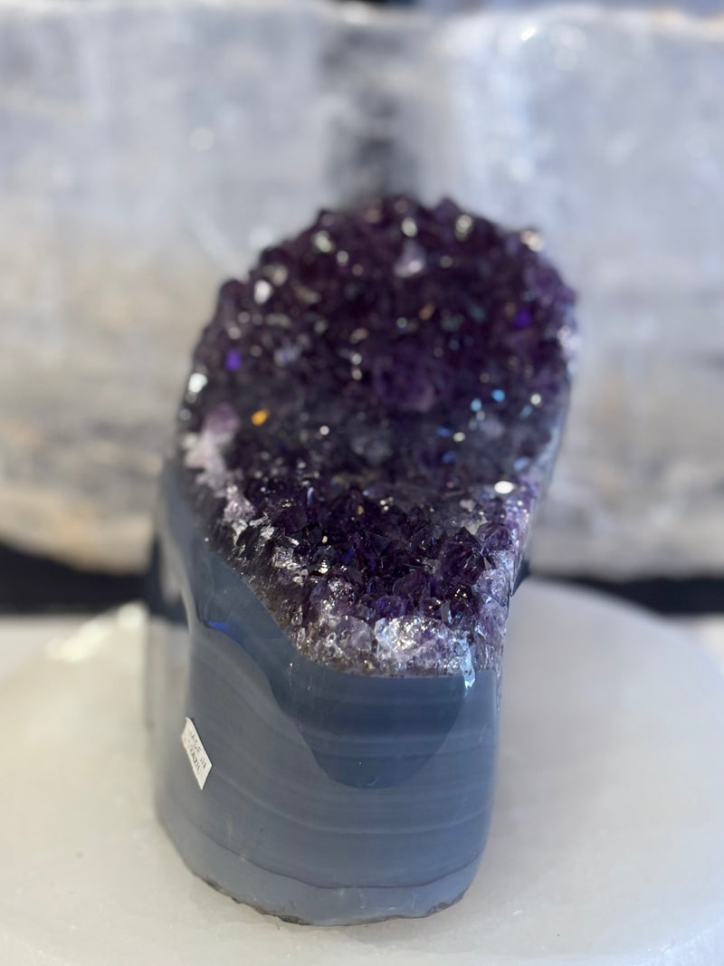 Agate with Amethyst Cluster