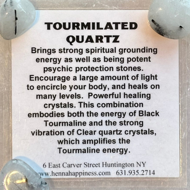 Black Tourmaline and Tourmilated Quartz Sterling Silver Bracelet