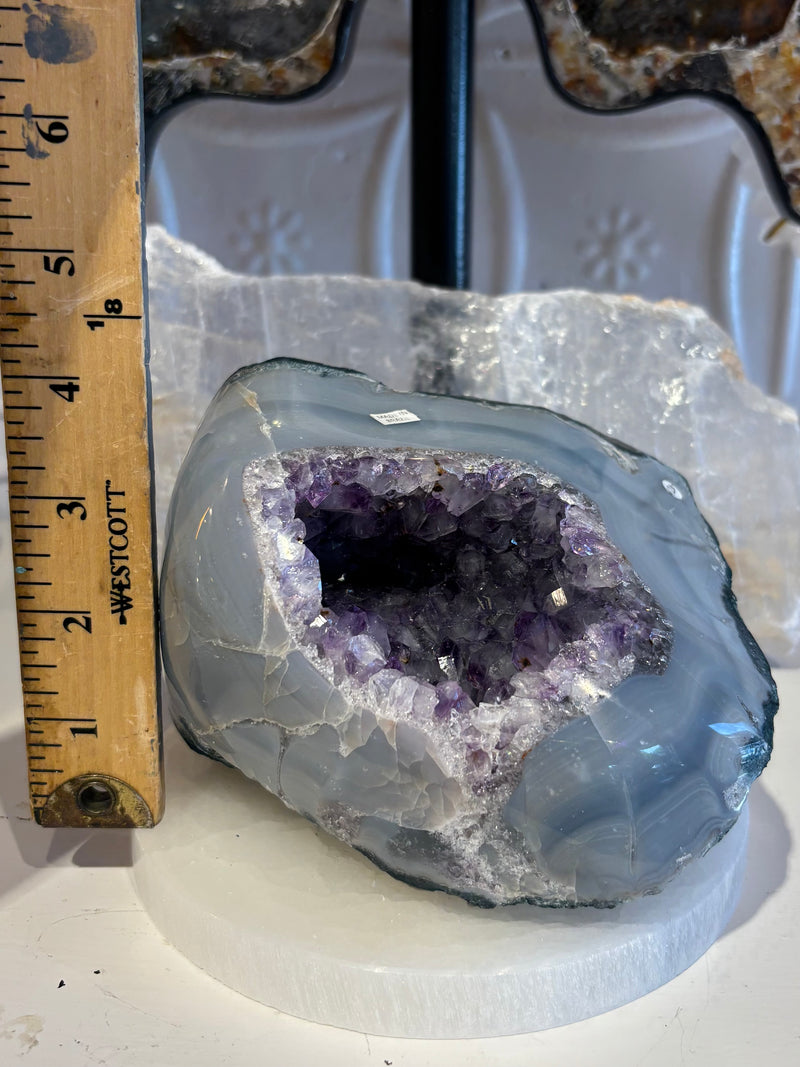 Agate with Amethyst Cluster