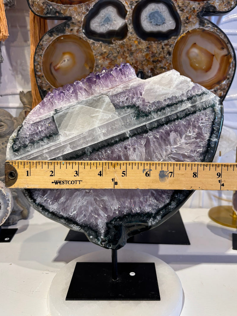 Amethyst Slab with Calcite on Stand