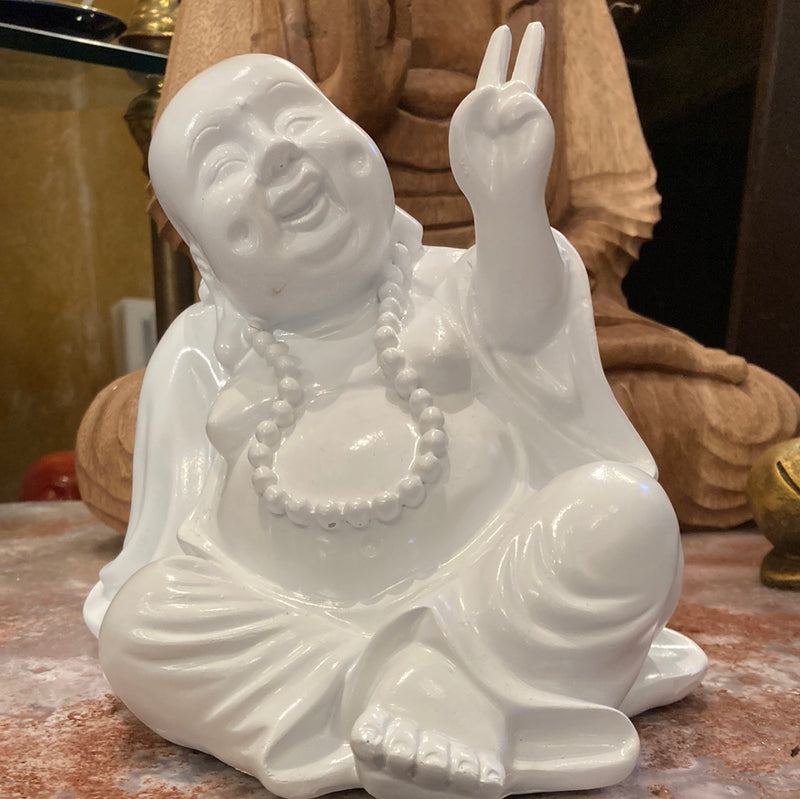 White peace Buddha piggy bank