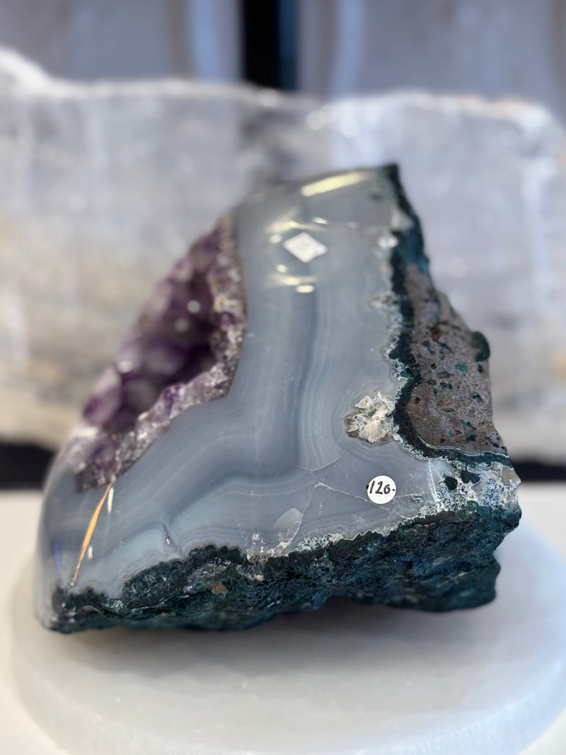 Agate with Amethyst Cluster