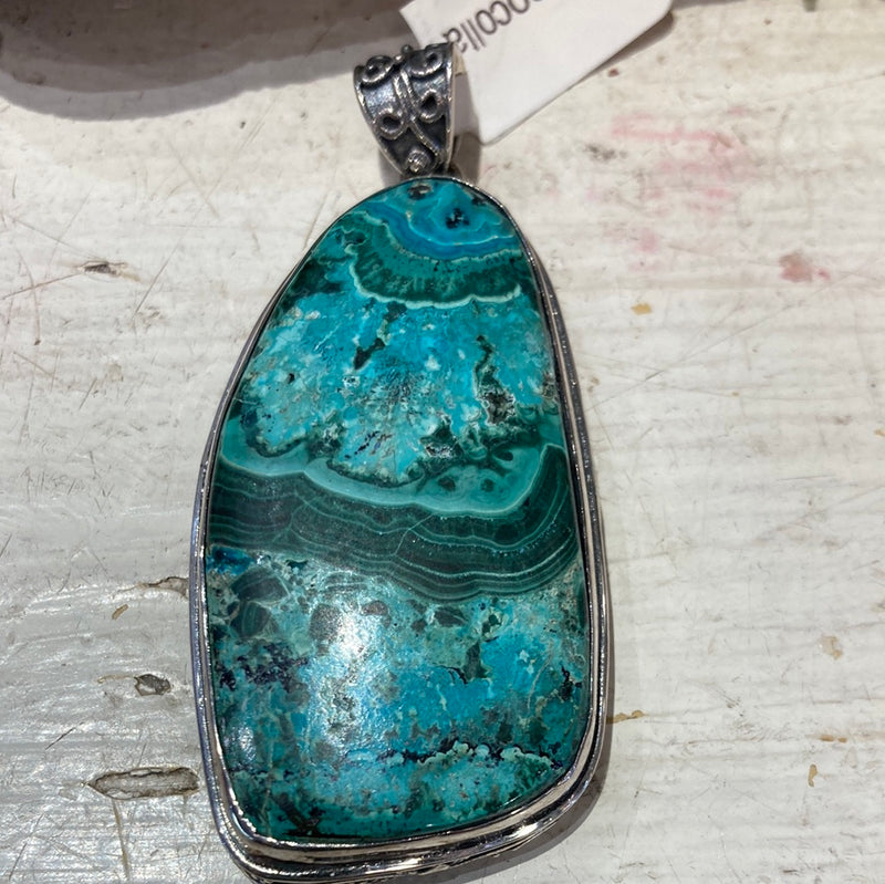 Malachite with chrysocolla pendant