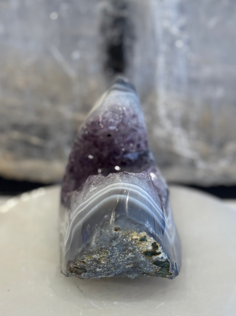 Agate with Amethyst Cluster