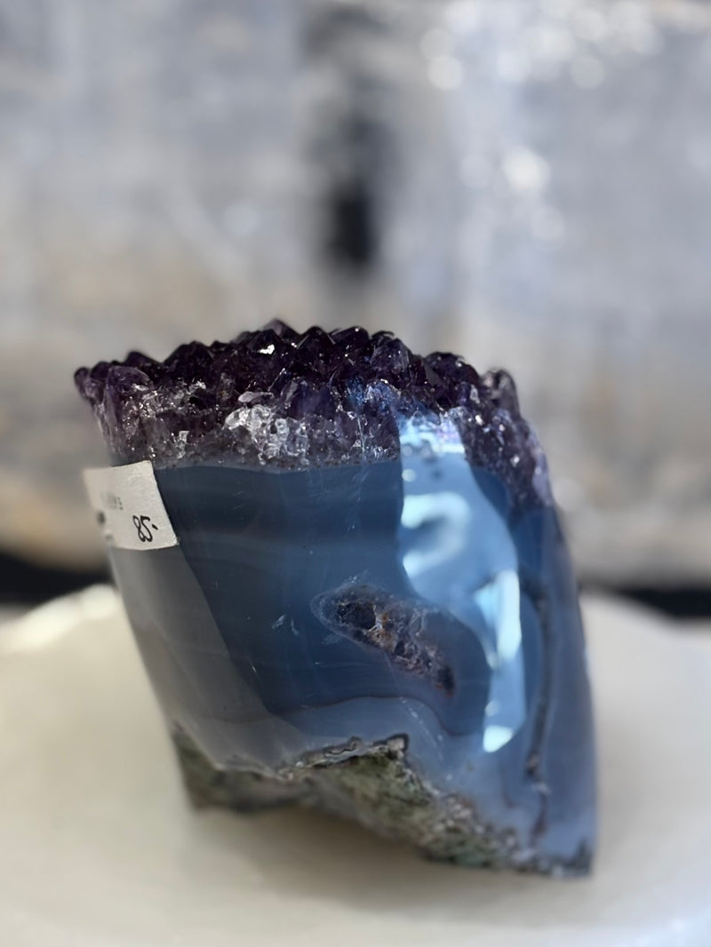 Agate with Amethyst Cluster