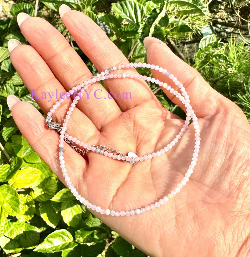 6 Pcs 2mm Natural Morganite Necklaces Crystal