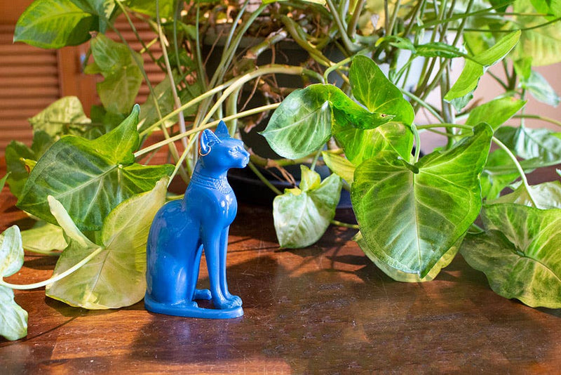 Bastet Cat Blue with Earring - 5.5"