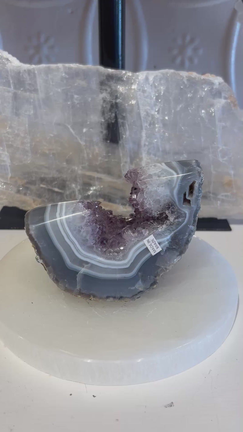 Agate with Amethyst Cluster