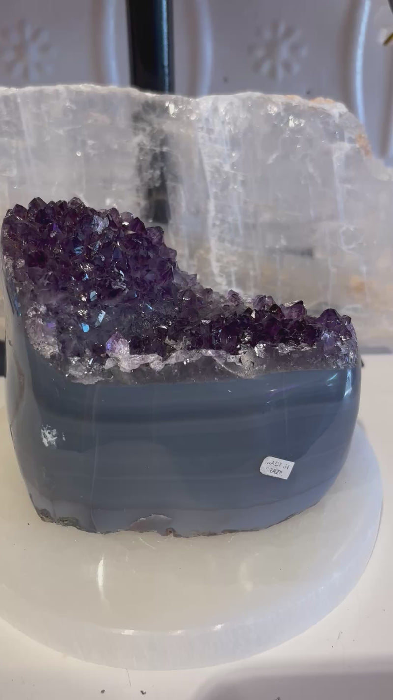 Agate with Amethyst Cluster