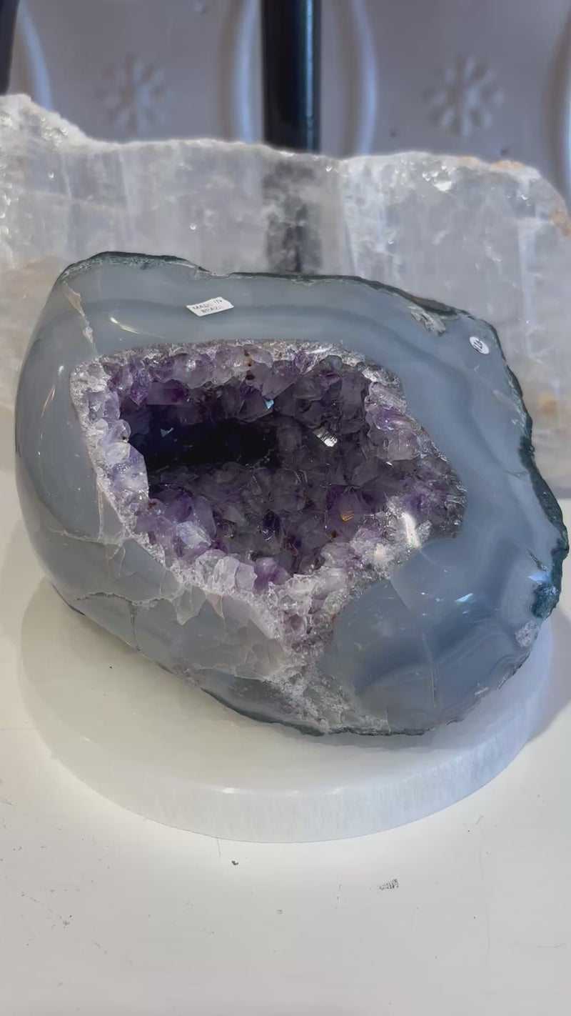 Agate with Amethyst Cluster