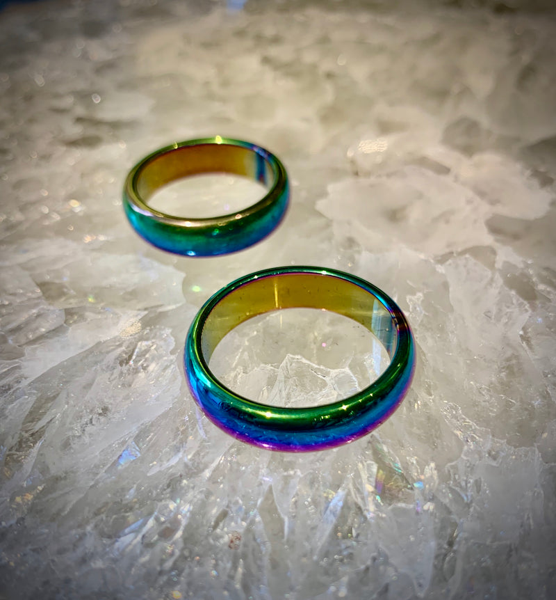 Hematite Ring Rainbow