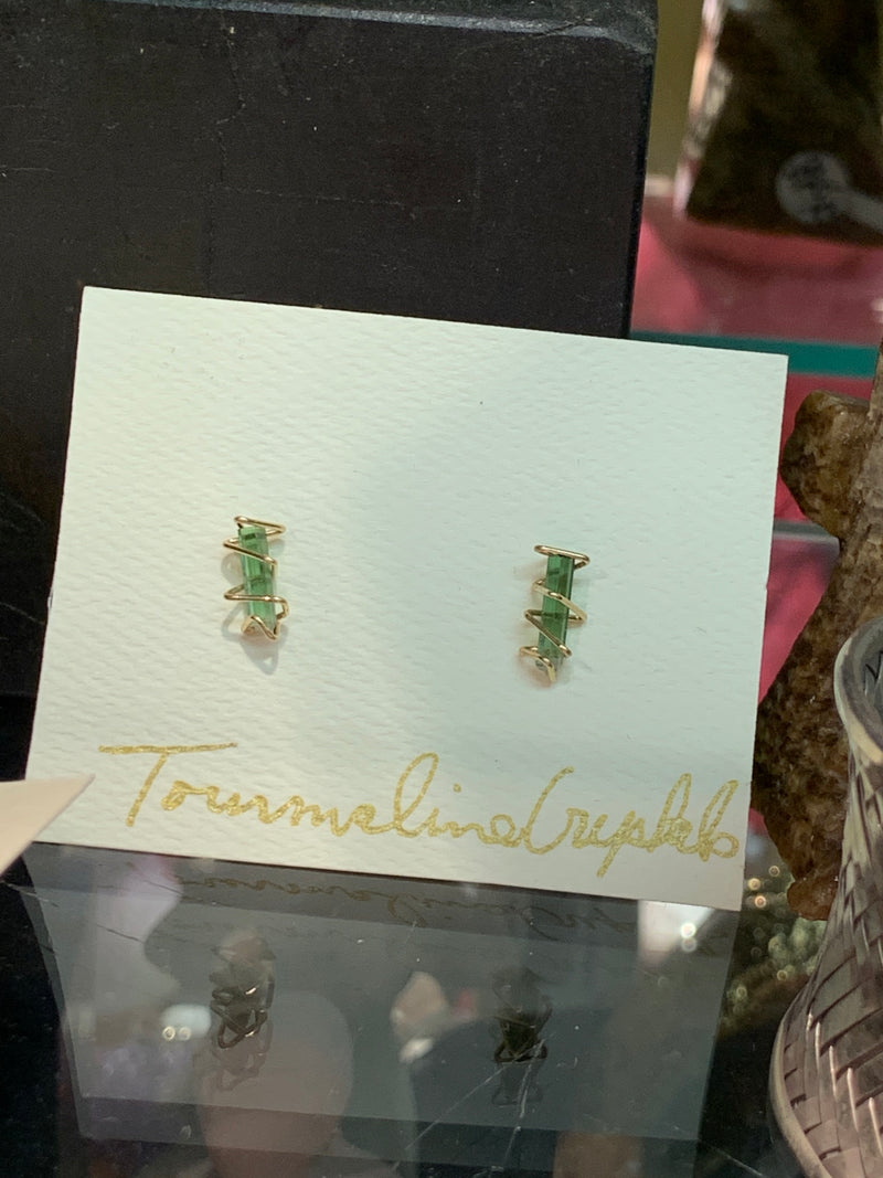 Green Tourmaline Handmade Earrings