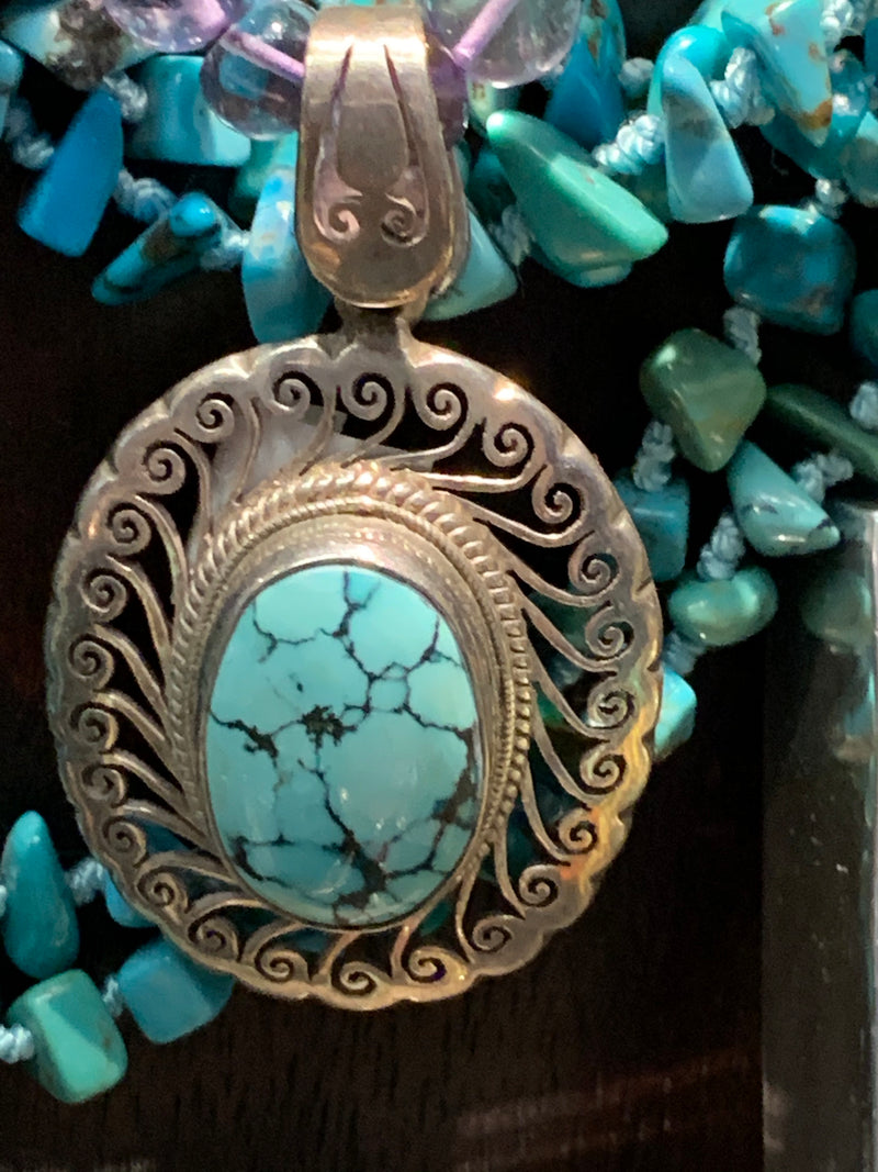 Turquoise Pendant Boho Nepal