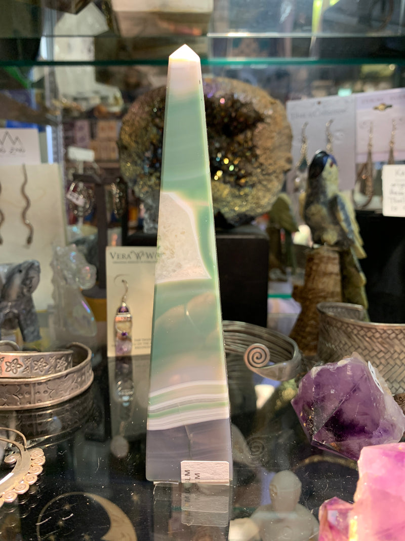 Druzy Quartz Tall Thin Obelisk