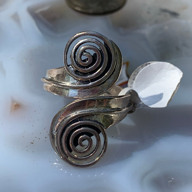 Double Spiral sterling Ring sz 6/adjustable