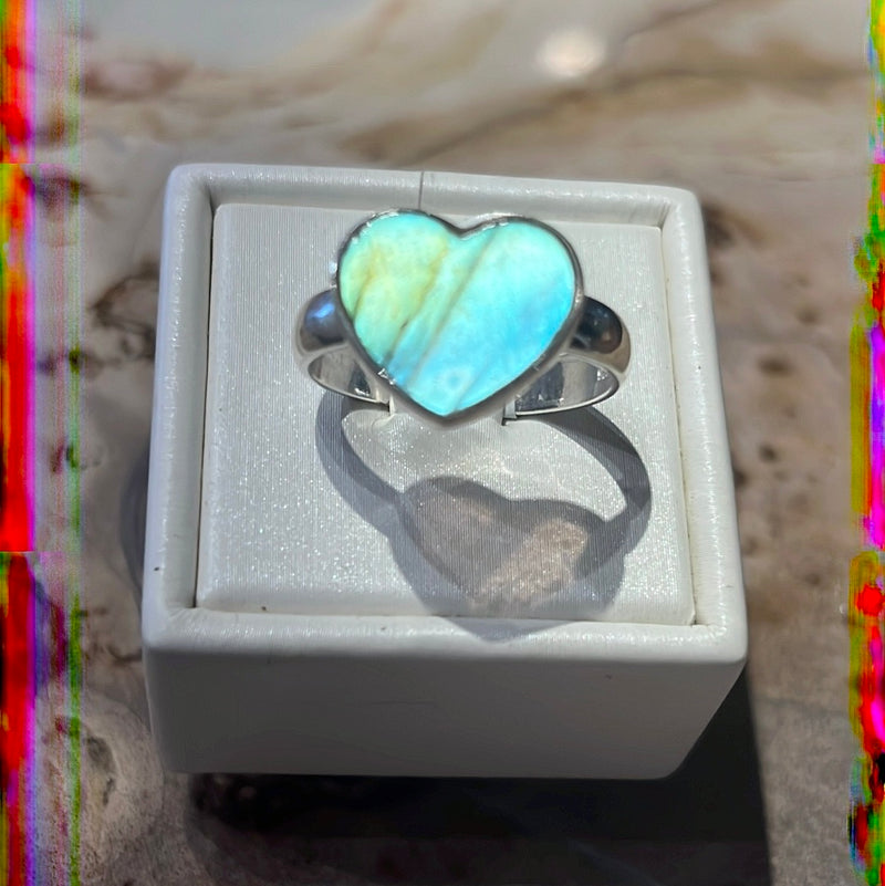 Labradorite Heart ring sz 8