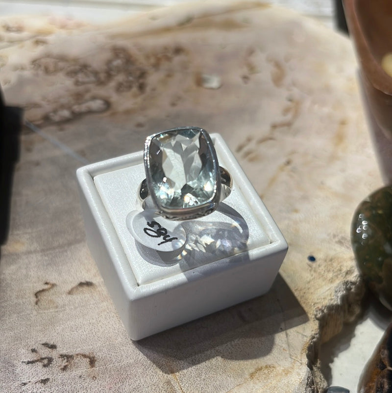 Green Amethyst Ring 7 .5