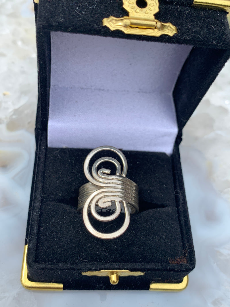 Sterling Ring  with swirl Adjustable 7 8 9